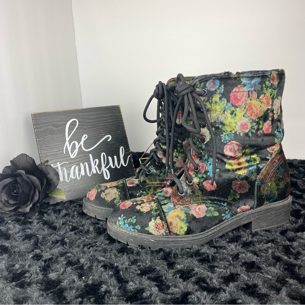 Madden Girl Floral Velvet Boots